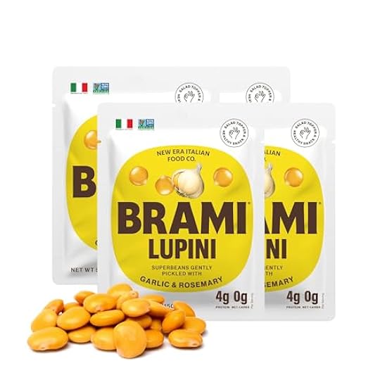 BRAMI Lupini Beans Snack Garlic & Rosemary 7g Plant Protein 0g Net Carbs Vegan Vegetarian Keto Based Mediterranean Diet Non Perishable 5.3 Ounce 4 Count 765674132 BRAMI Lupini Beans Snack Garlic & Rosemary 7g Plant Protein 0g Net Carbs Vegan Vegetarian Keto Based Mediterranean Diet Non Perishable 5.3 Ounce 4 Count 765674132