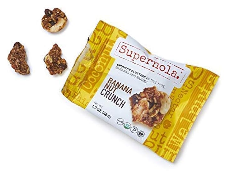 Supernola Superfood Clusters Plant-Based Protein Delicious Fruits Nuts & Seeds Gluten-free Organic Paleo Snack Crunch with Bananas Cashews Walnuts Coconut 1.7 Oz Bag Pack of 8 … 770853285