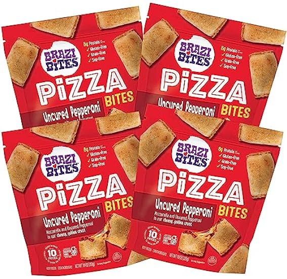 Brazi Bites Cheese & Pepperoni Pizza I Better-For-You Gluten-Free Grain-Free Soy-Free Frozen No Artificial Ingredients Preservatives 10 oz. pouches 4-pack 78031266 Brazi Bites Cheese & Pepperoni Pizza I Better-For-You Gluten-Free Grain-Free Soy-Free Frozen No Artificial Ingredients Preservatives 10 oz. pouches 4-pack 78031266