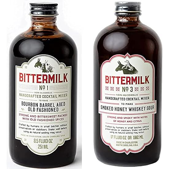 Bittermilk Bestselling Whiskey Bundle - No 1 & No 3 - Bourbon Barrel Aged Old Fashioned Mix & Smoked Whiskey Sour Mix - Makes 34 Cocktails 800120625 Bittermilk Bestselling Whiskey Bundle - No 1 & No 3 - Bourbon Barrel Aged Old Fashioned Mix & Smoked Whiskey Sour Mix - Makes 34 Cocktails 800120625