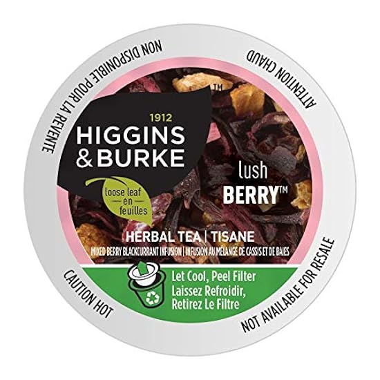 Higgins & Burke Lush Berry, Loose Leaf, Herbal Tea, Keurig K-Cup Brewer Compatible Pods, 24 Count 955672318